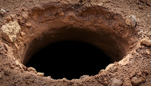 Hole In Ground Isolated Deep Earth Nature Land Surface Texture Dig Pit Burrow Soil