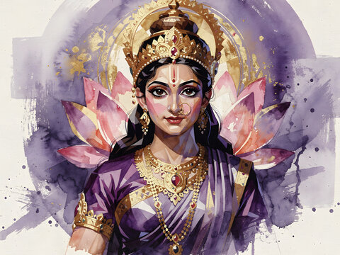 abstract purple portrait art of maa durga