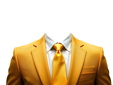 Formal lemonchiffo court suit with lightgoldenr shirt and lemonchiffo tie, no head, clean neck cut, front-facing passport photo style, plain white background, studio lighting, high resolution, realist