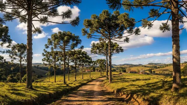 Araucaria angustifolia Brazilian pine, trees timelapse 