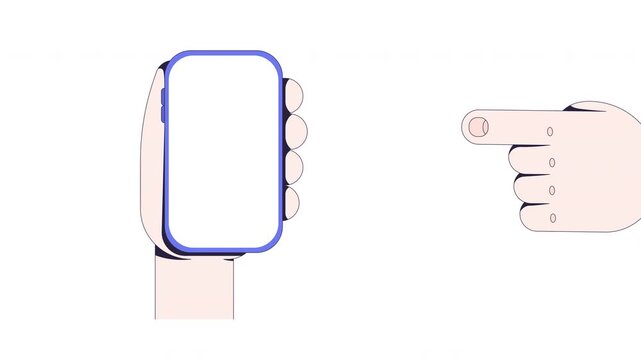Caucasian hand tapping blank phone screen user interaction animation. Forefinger touchscreen navigation. Animated mobile UI UX explainer. Smartphone guidance 4K video. Tutorial 2D motion graphic