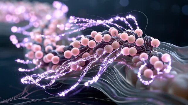 3D embryological visualization of neural crest migration failure in Waardenburg syndrome, with glowing melanoblast cells frozen along spinal pathways.