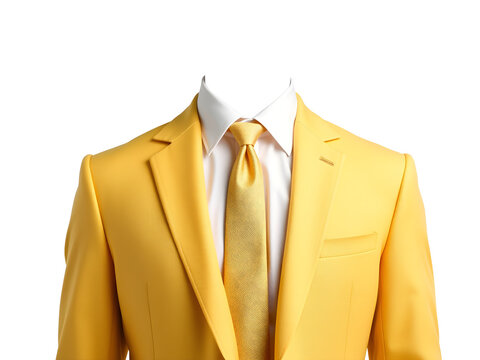 Formal lemonchiffo court suit with lightgoldenr shirt and lemonchiffo tie, no head, clean neck cut, front-facing passport photo style, plain white background, studio lighting, high resolution, realist