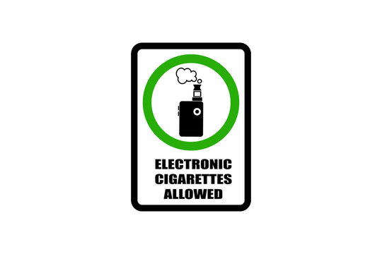 Electronic Cigarettes Allowed Sign Isolated on White Background &ndash; Vape Smoking Permission Symbol