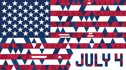 Fototapeta premium Geometric Mosaic American Flag Transitioning into Abstract Triangle Pattern for July Fourth Independence Day Celebration Design