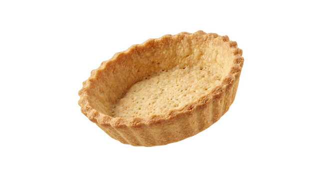 Shortcrust pastry tart shell for dessert or pie isolated on transparent background.