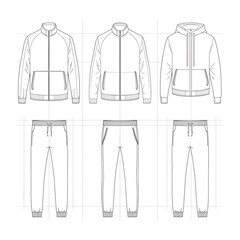 Fototapeta premium Vector apparel mockup in a minimal linear style illustration