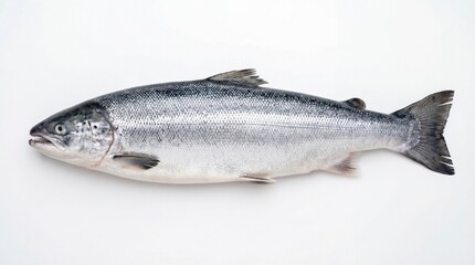 Fototapeta premium Fresh whole raw salmon fish on a flat surface
