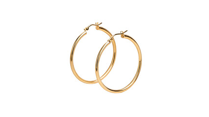 Pair of classic luxury golden hoop earrings fashion jewelry isolated on white background © Anatoli