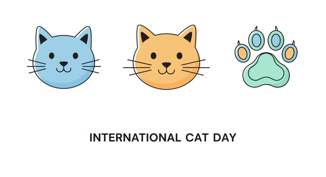Cartoon cats and paw print icons.