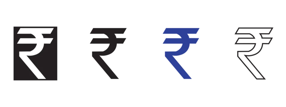 Indian rupee currency sign icons in various styles with currency, business
