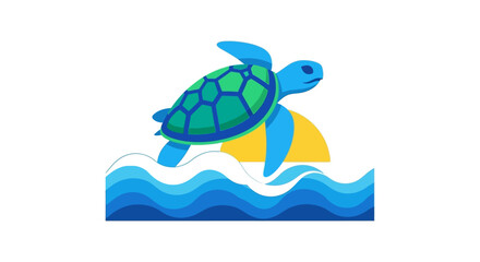 Green Sea Turtle Swimming Ocean. © Telo