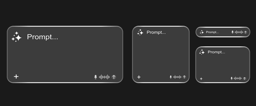 Set of Transparent Glass UI AI Chat Input Search Bars and Text Fields