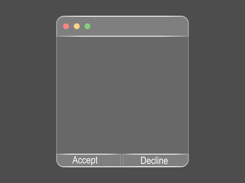 Transparent Glass UI Confirmation Dialog Box with Accept and Decline Buttons