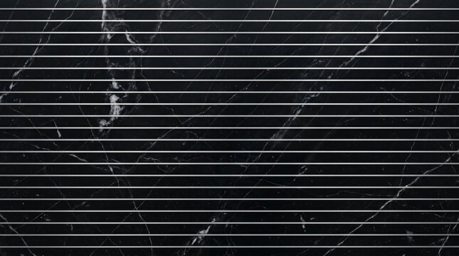 Luxury black marble background with horizontal silver lines