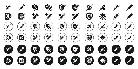 Fototapeta premium Medical icons set vaccination virus protection healthcare symbols collection