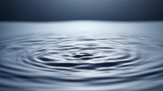 Water drop creating splash crown and ripples on surface