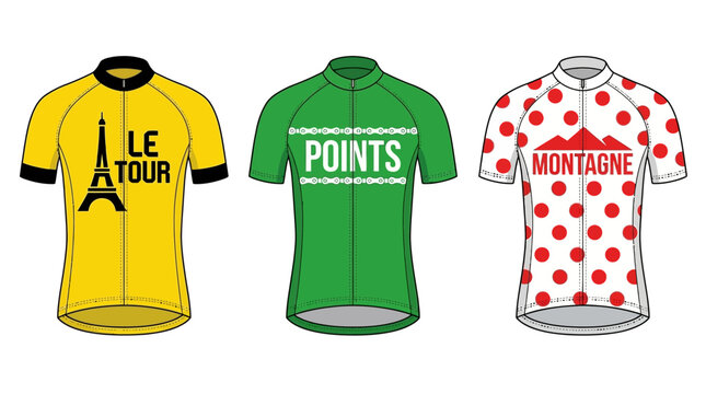 Cycling Jerseys: Tour de France Leader, Points, Mountains