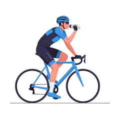 Fototapeta premium Cyclist drinking water on bicycle, sports illustration