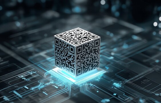 Innovative QR Code Cube Connected to a Digital Circuit Board