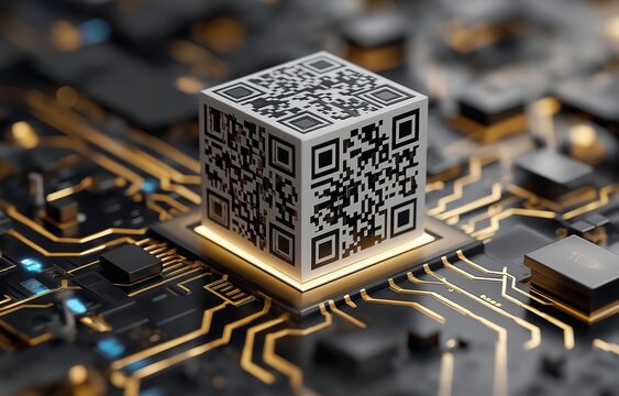 Innovative QR Code Cube Connected to a Digital Circuit Board