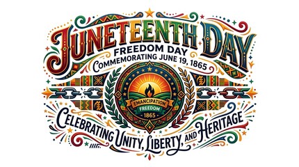Fototapeta premium Juneteenth Day Celebrating Freedom and Liberation Poster Vibrant Juneteenth Commemoration Graphic with Pan-African Colors June 19th Freedom and Unity Celebration Banner