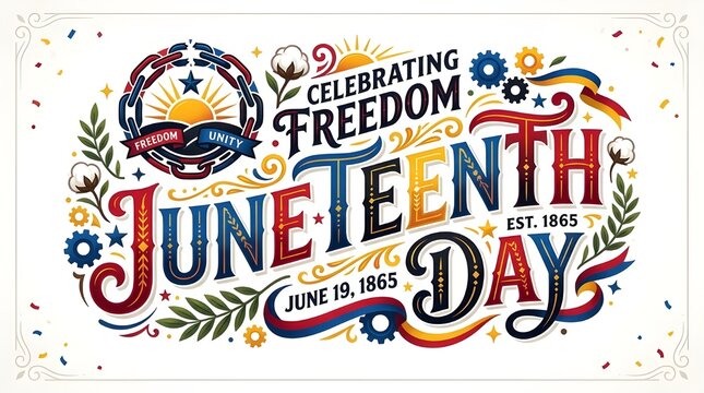 Juneteenth Day Celebrating Freedom and Liberation Poster Vibrant Juneteenth Commemoration Graphic with Pan-African Colors June 19th Freedom and Unity Celebration Banner