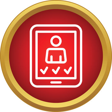 Digital tablet displaying a candidate profile with checkmarks, symbolizing online elections