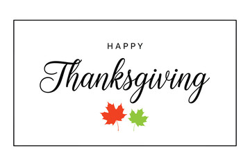 Thanksgiving greeting card with calligraphy and maple leaves festive autumn holiday design © Laku