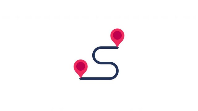 Route path location pin navigation animation motion graphic