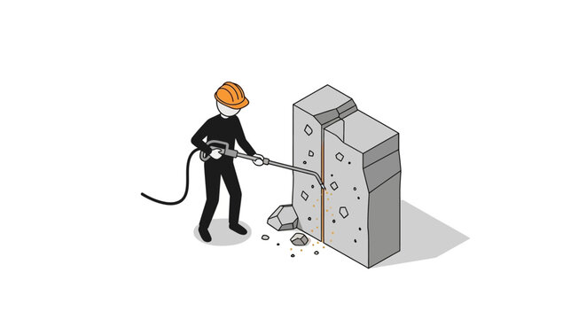 Industrial worker repairing large broken computer server.