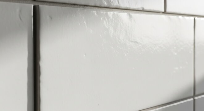 Matte White Ceramic Tile with Subtle Unevenness and Reflective Details