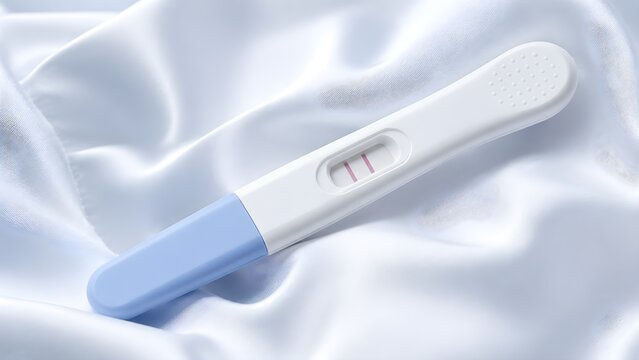 Minimalist Pregnancy Test on Soft White Fabric Background