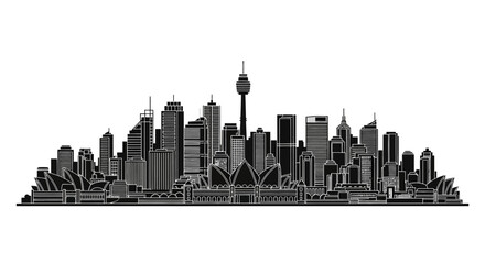 Fototapeta premium Sydney Skyline Silhouette Vector Illustration