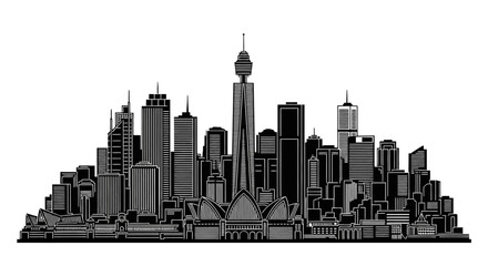 Obraz premium Sydney Skyline Silhouette Vector Illustration, Urban Cityscape