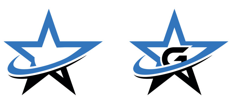 Modern blue and black star logo design template with letter G for corporate brand identity.