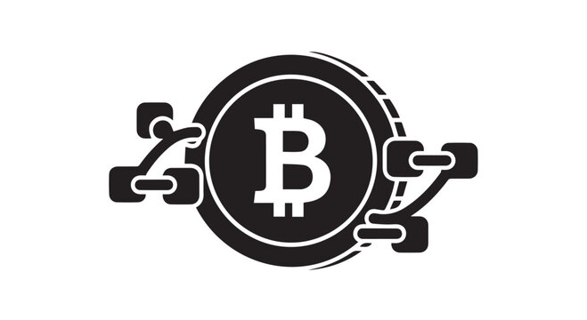 Bitcoin blockchain network vector icon cryptocurrency mining concept isolated on white