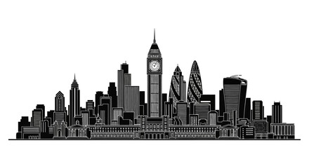 Fototapeta premium London City Skyline Silhouette Icon, Minimalist Urban Landmark Design