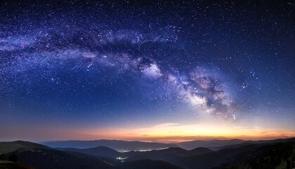 Fototapeta premium Panorama Of Star Galaxy And Milky Way On The Sky