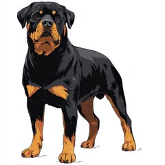 Obraz premium Majestic Rottweiler Dog Standing Proudly Against a Clean White Background