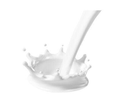 White Milk Splash and Crown Droplets Isolated