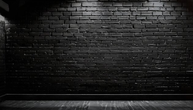 Black Brick Wall Background With Raw Unplastered Texture And Empty Basement Vibes