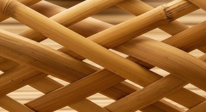 Intricate natural bamboo weave pattern with interlocking strands and warm texture