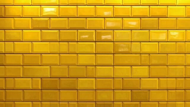 Yellow subway tiles wall texture bright ceramic surface with glossy sheen and strong lighting