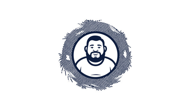 Smiling bearded man inside circular textured frame