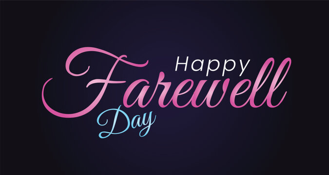 Happy farewell lettering design with elegant script typography on a dark purple background