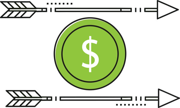 Money coin and arrow icons financial transaction concept