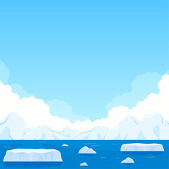北極の流氷と雪山の背景_正方形 © Peco