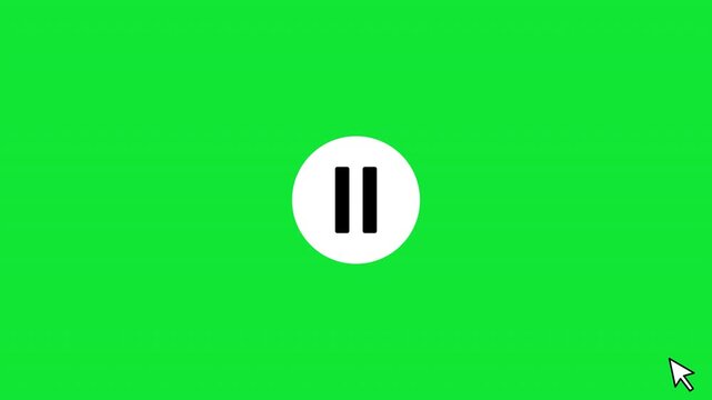 Mouse click on the video pause and play buttons, minimalist media player interface element for video production. 4K video