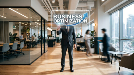 Fototapeta premium Business optimization, corporate strategy, office interior, professional workspace, modern architecture